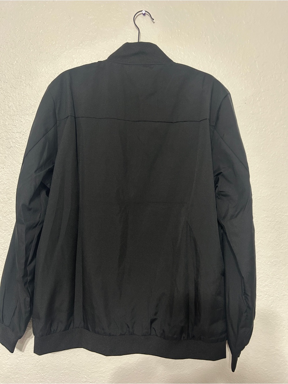 Men's Black Bomber Jacket - Minimal Zip Front - Picture 4 of 4